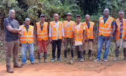 The Assistant Minister for Technical Services at the Ministry of Internal Affairs, Orondo F. Armah, is leading a delegation on an inspection tour across Nimba and Lofa Counties to assess the progress of roadside brushing activities. 